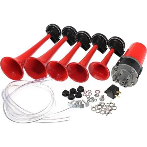 125db 5 Red Dixie Trumpet 12V Durable Air Horns Musical Air Horn Dukes of Hazzard General Suitable for Cars /Truck / Boat