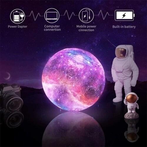 Kids Night Light 16 Colors Moon Lamp Galaxy Lamp 3D Star Moon Light Change Touch And Remote Control Galaxy Light For Gifts