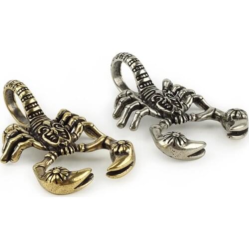 EDC Paracord Scorpion Brass Key Ring Accessories Scorpion Knife Beads Copper Pendant Brass