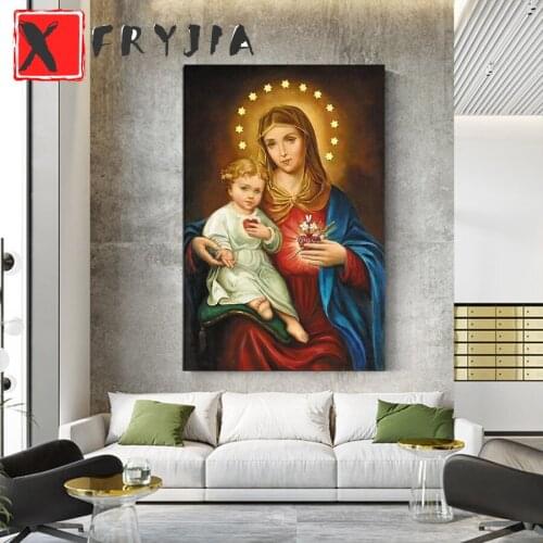 Photo custom diy diamond embroidery Virgin and Child diamond painting full square round drill diamond mosaic art home decoration