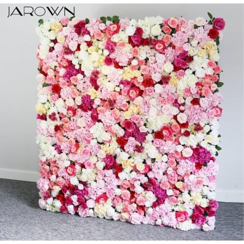 JAROWN 60X40cm Artificial Silk Rose Flower Wall Wedding Background Decoration Hydrangea Flower Row Home Party Decorative