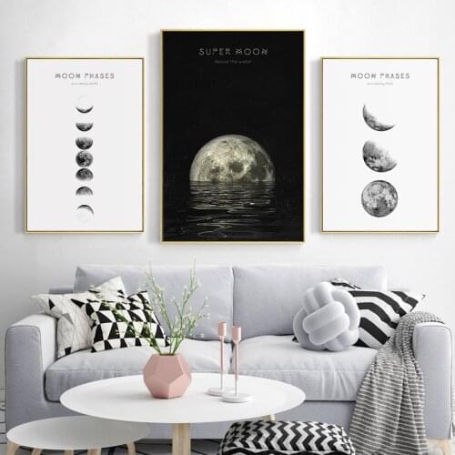 Canvas Paintings Printed Posters Space And Star New Model Simple Moon For Ins Style Showroom Living Room Bedroom Wall Decoration