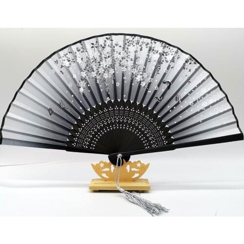 Chinese Style Bamboo Fan for Home Decoration Gift Party Show Retro Dance Hand Fan Silk Fan Japanese Fashion Folding Fan