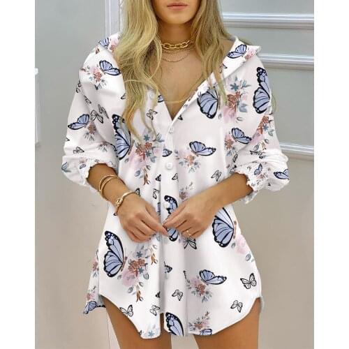 Robe d'été à manches longues, col en v, chemise à rayures, boutons, robe de plage décontractée, sexy, mini jupe de plage