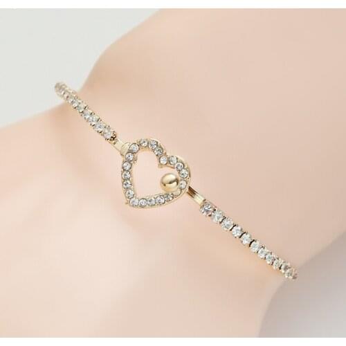 Fashion Bohemian Heart-Shaped Charm Female Bracelet Couple Girl Hollow Rhinestone Bracelet Jewelry Girlfriend Birthday Gifts