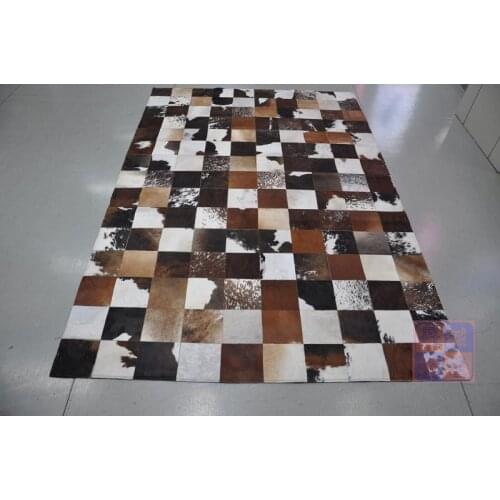 Fashionable art carpet 100% natural genuine cowhide leather carpet to tile trim