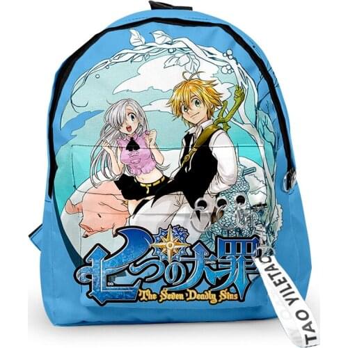 The Seven Deadly Sins Oxford Fabric One Shoulder Keychain Backpack Printed Casual Student School Bag