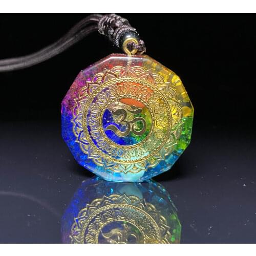 Orgonite Pendant Om Symbol Necklace Chakra Healing Energy Necklace Meditation Jewelry Handmade Professional Dropshipping