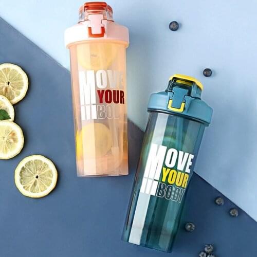 800ml Portable Large Capacity Sports Shaker Bottle Plastic Straw Water Cup With Stirring Ball Outdoor Gym Leak Proof Kawaii Mug
