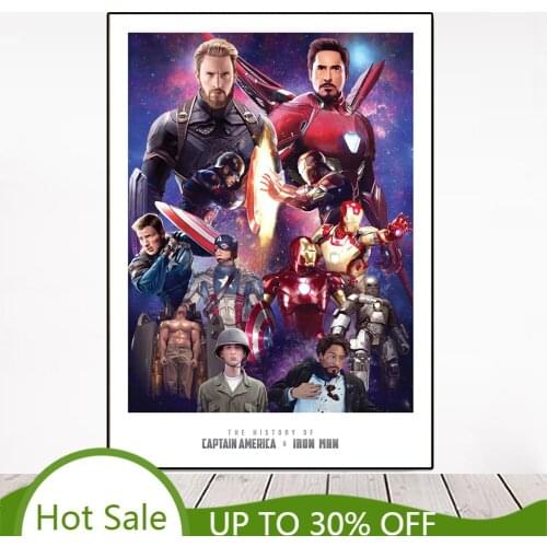 Captain America VS Iron Man Poster Marvel Superhero Canvas Painting Kids Room Wall Art Decor Avengers Picture Home Decoration