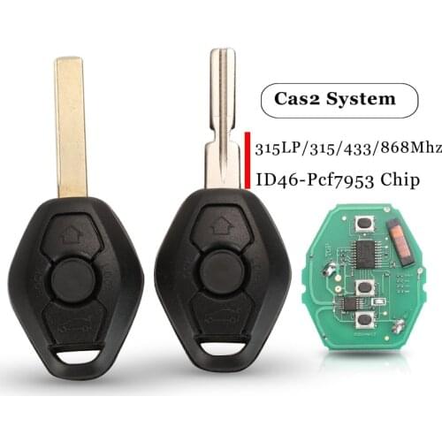 Jingyuqin 3 Buttons CAS2 System Car Remote Key 315/433/868 Mhz ID46-7953 Chip For BMW 3/5/7 Series With HU58 Or HU92 Blade