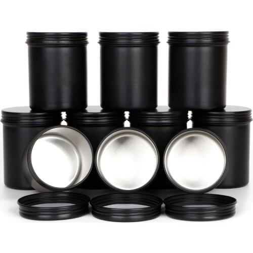 10pcs 200ml Black Candle Jars Empty Containers Metal Tin Round Aluminium for Wax Melt Making Kit DIY Storage