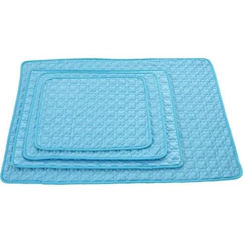 Summer Dogs Cooling Mat Pet Ice Silk Cool Bed Breathable Blanket Cushion Foldable Washable Fiber Pad Puppy Indoor Sofa Floor Mat