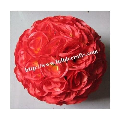 SPR 50cm wedding artificial silk flower ball plastic inner-wine red-kissing ball wedding decorations