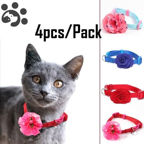 Cat Collar Flower Pink Collar for Cats Nylon Cat Collars Cute Necklace Collar Quick Release Pet Collar Pitbull Kawaii MP05