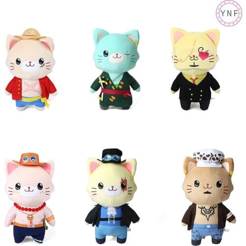 Japanese Genuine 30CM Plush Dolls Anime One Piece Luffy Zoro Sanji Ace Large Stuffed Toys Cat Eye Mask Cartoon Collectible Doll