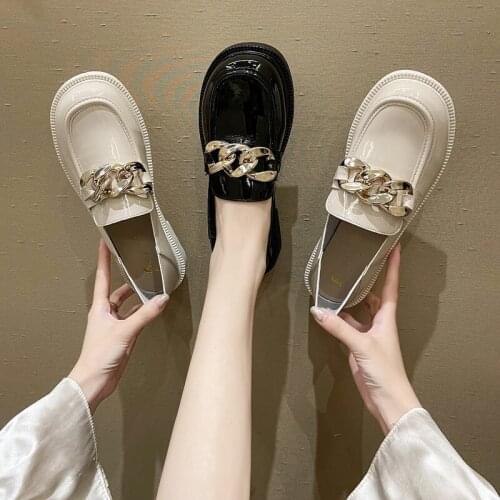 Shoes Woman Flats British Style Oxfords Casual Female Sneakers Low Heels All-Match Modis Dress Preppy Leather Summer 2021 New Ro