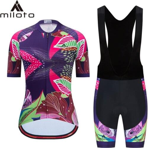 MILOTO Women Short Sleeve Cycling Jersey Sets Skinsuit Summer Maillot Ropa Ciclismo Bicycle Clothing Bike Shirts Riding Suits