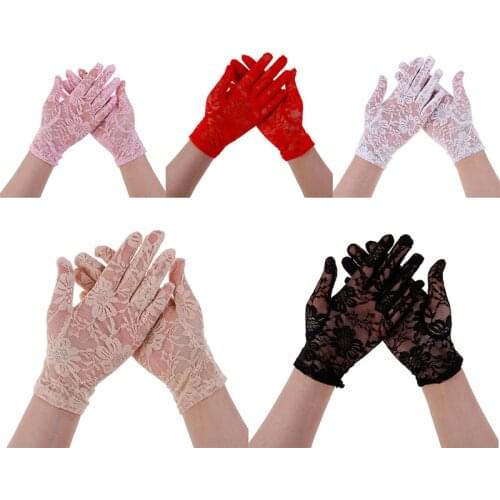 1 Pair Women lady Simple Short bridal evening wedding party prom driving costume lace gloves New Black/White/Red 3 Colors