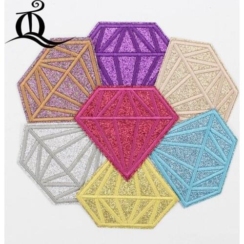 1pcs Mix color 6.8x7.5cm diamond Sewing Clothes Patch Iron On Embroidery Patches Hotfix Applique Motifs Sew On cartoon Patch E34