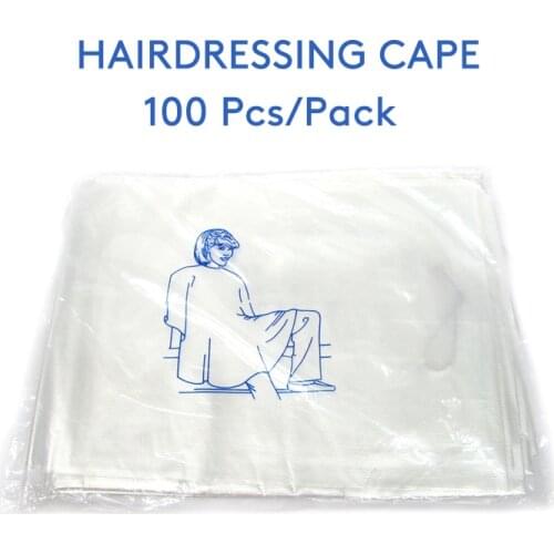 100 Pcs Disposable Hairdressing Capes Cutting Perm Dyeing Apron PE Waterproof Cloth Barber Cape Transparent Hairdressing Cloth