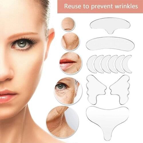11Pcs Silicone Wrinkle Removal Sticker Reusable Face Forehead Neck Eye Sticker Pad Anti Wrinkle Aging Skin Lifting Care Patch