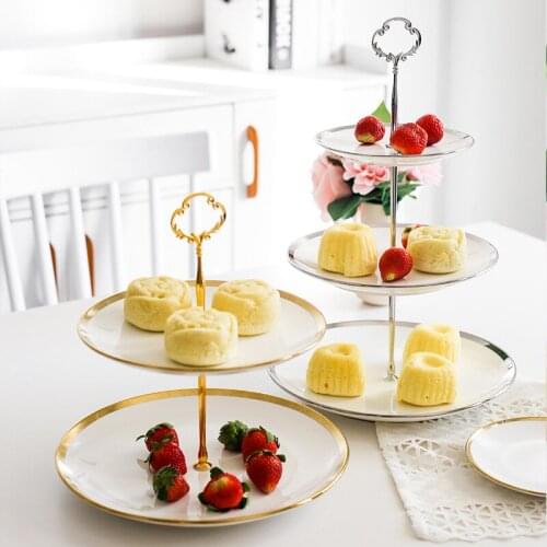 2/3 Tier Ceramic White Decorative Display Dessert Fruit Snack Cake Stand For Tea Wedding