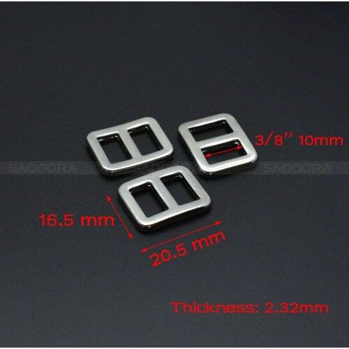 3/8" Metal Mix Colors Curve Tri-Glide Slider Adjustable Buckle for Bags Webbing 10mm