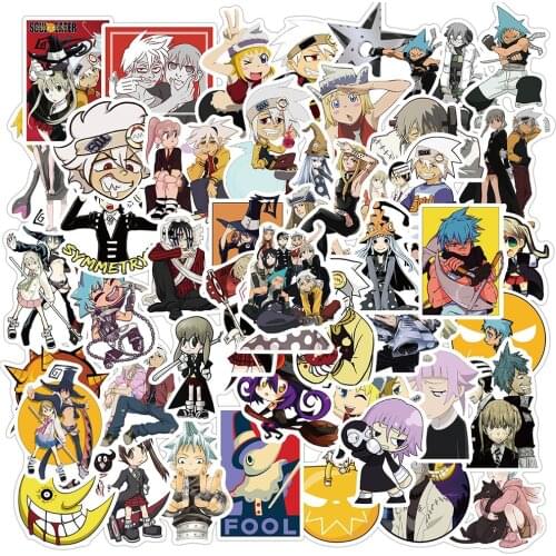 50PCS Anime Soul Eater Stickers For DIY Laptop Phone Guitar Water Bottle Bike Motorcycle Kids Cartoons Classic Toy Sticker