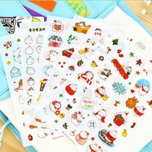 6 Sheets DIY Cute Rabbits Kawaii Decorative Stickers Planner Journal Diary Scrapbooking Albums Stickers Office School Supplies