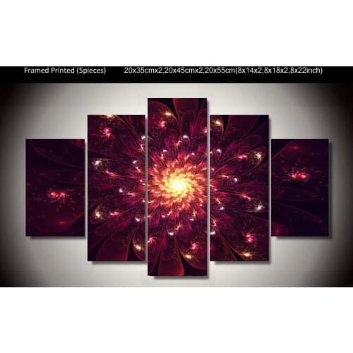 Free shipping 5 Piece Red Flowers Modern Home Wall Decor Canvas picture Art HD Print Painting Canvas art Unframed