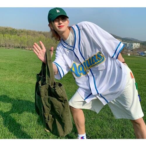 Leman Jinjun Baseball Jacket short sleeve casual shirt for mens summer design camisa masculina streetwear Favourite