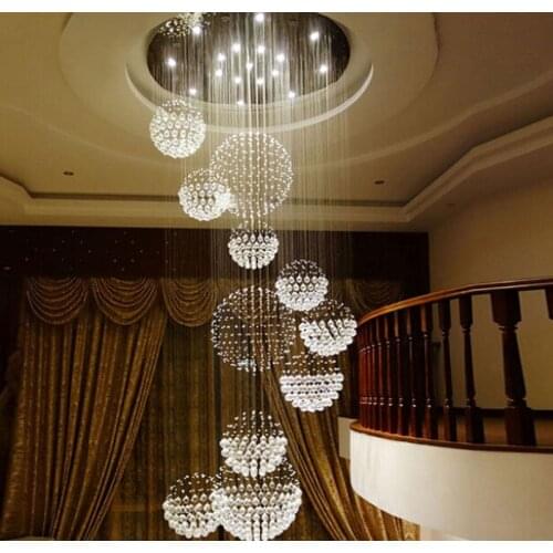 Double floor living room large chandelier simple staircase long chandelier modern villa Louzhonglou hotel lobby crystal lamp