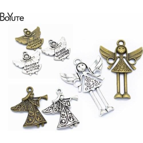 BoYuTe (40 Pieces/Lot) Metal Alloy Angel Girl Pendant Charms Diy Hand Made Jewelry Accessories