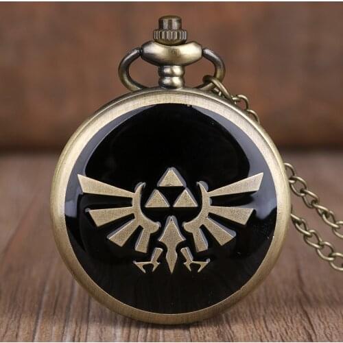 Game Sword Theme Bronze Quartz Pocket Watch Analog Pendant Mens Womens Pocket Watches Necklace Chain Gifts