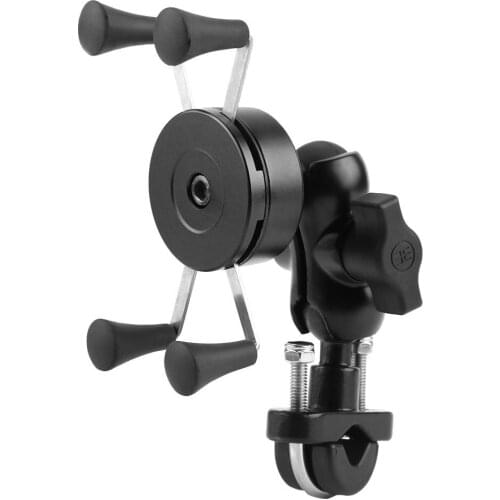 Motorcycle Bike Cell Phone Support 360 Degree Swivel Aluminium Alloy Base Phone Holder Motorcycle Accessories Black