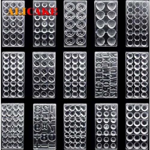 Chocolate Bar Mold Polycarbonate Tray Thick Form for Chocolate Cake Sphere Mould Baking Pastry Bakery Tools Drop Shipping