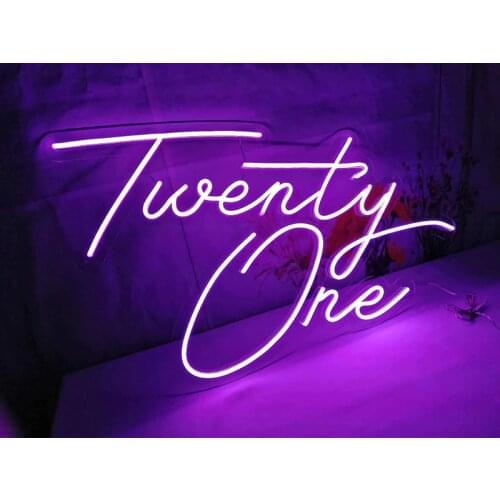 Custom led twenty one flexible Neon Light Sign Home Bar Wall Bedroom Decoration Happy Birthday Party Decorative Cool Neons Lamp