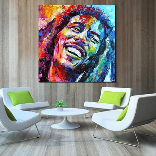 JQHYART Bob Marley Portrait Oil Painting Acrylic On Canvas Art Prints For Living Room Home Decoration No Framed