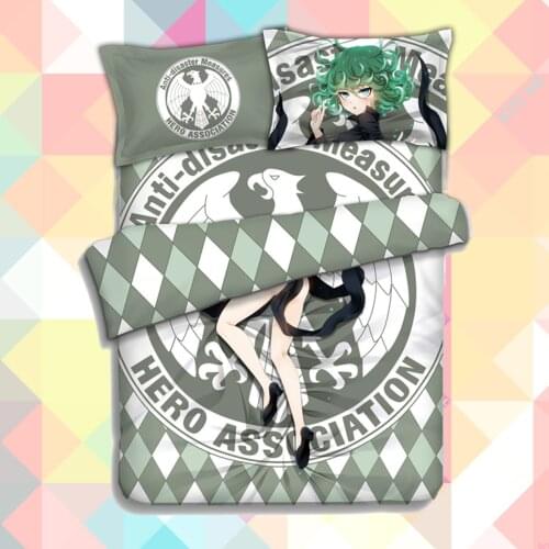 Anime Cartoon One-Punch Man Quilt Cover Soft Printed Bedding Set With Pillow Cases Bed Sheet Duvet Cover Set No.CP151234