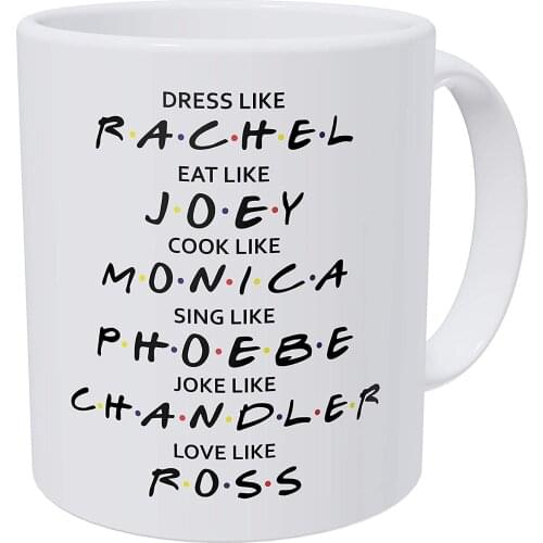 Friend Dress Like Rachel Eat Like Joey Cook Like Monica Love Like Ross Mug Lid Spoon 320ml Funny Coffee Mug Milk Friend Gift Cup