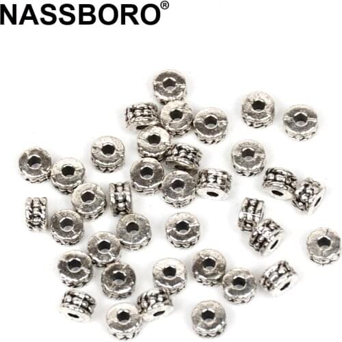 3x5mm Antique Silver Color Metal Beads Zinc Alloy Connectors Charm Bracelet Necklace Spacer Beads For Jewelry Making DIY