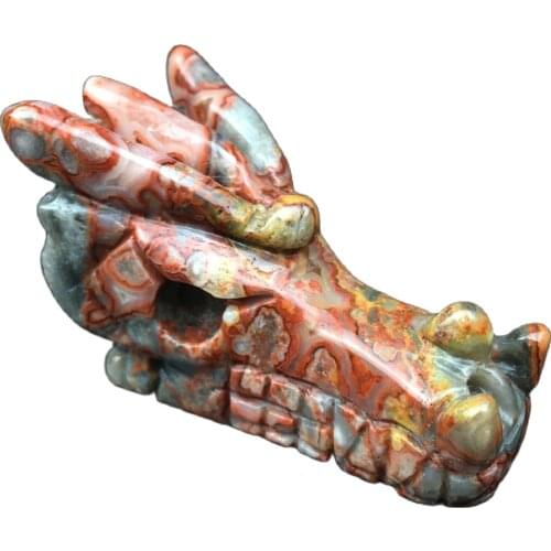 Natural crazy agate dragon bone hand-carved crystal skull Reiki treatment 1pc