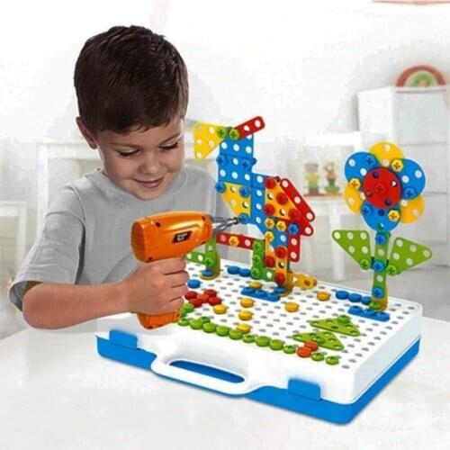 Auger Screwing And 3d Creative Mosaic Jigsaw Puzzle 198 Piece Creative Portable Box Building Lego Game