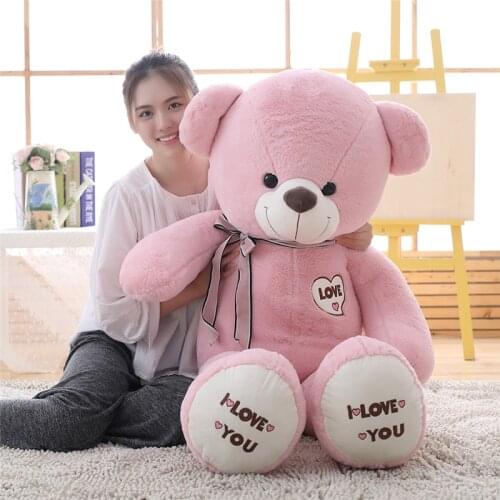 1pc Big I Love You Teddy Bear Large Stuffed Plush Toy Holding LOVE Heart Soft Gift for Valentine Day Birthday Girls' Brinquedos