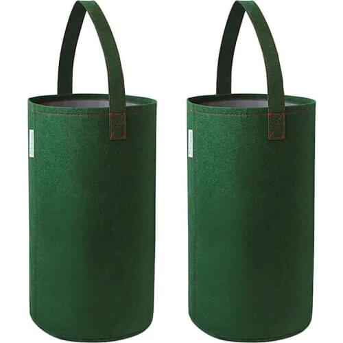 Tomato Planter Hanging Strawberry Bucket Felt Planting Bag Garden Green Black Tomatoes 2- Pack Save Space Seedling Basket