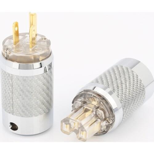 High Quality US mains Gold Plated AC Power Plug Male Carbon Fiber Connector HIFI audio