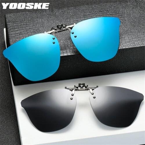 YOOSKE Polarized Clip on Sunglasses Men Women Luxury Brand Design Myopia Driving Sun Glasses Night Vision Lens Anti-UVA Anti-UVB