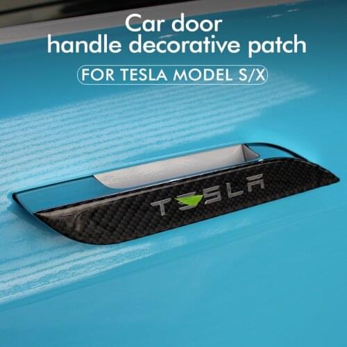Glue Carbon Fiber Car Door Handel for Tesla Model S Protector Sticker Decal Wrap for Tesla Model X 2016-2020 Handle Cover Guard