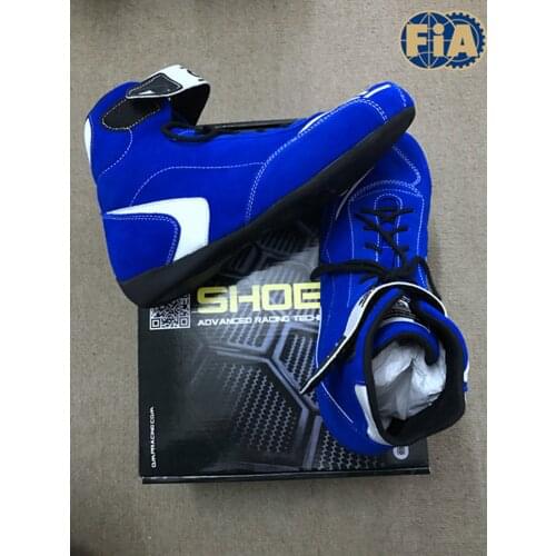 Top quality blue color F1 car racing shoes for race competition FIA 8856-2000